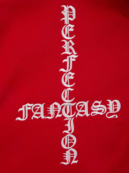 Gothic Letter Cross Embroidery Zip Up Hoodie and Sweatpants Set 