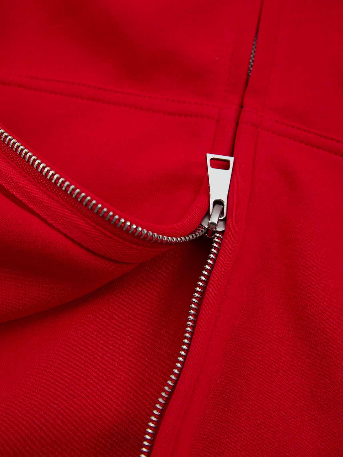 Gothic Letter Cross Embroidery Zip Up Hoodie and Sweatpants Set 