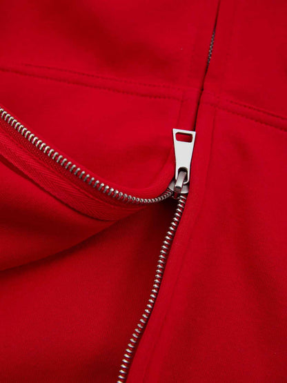 Gothic Letter Cross Embroidery Zip Up Hoodie and Sweatpants Set 