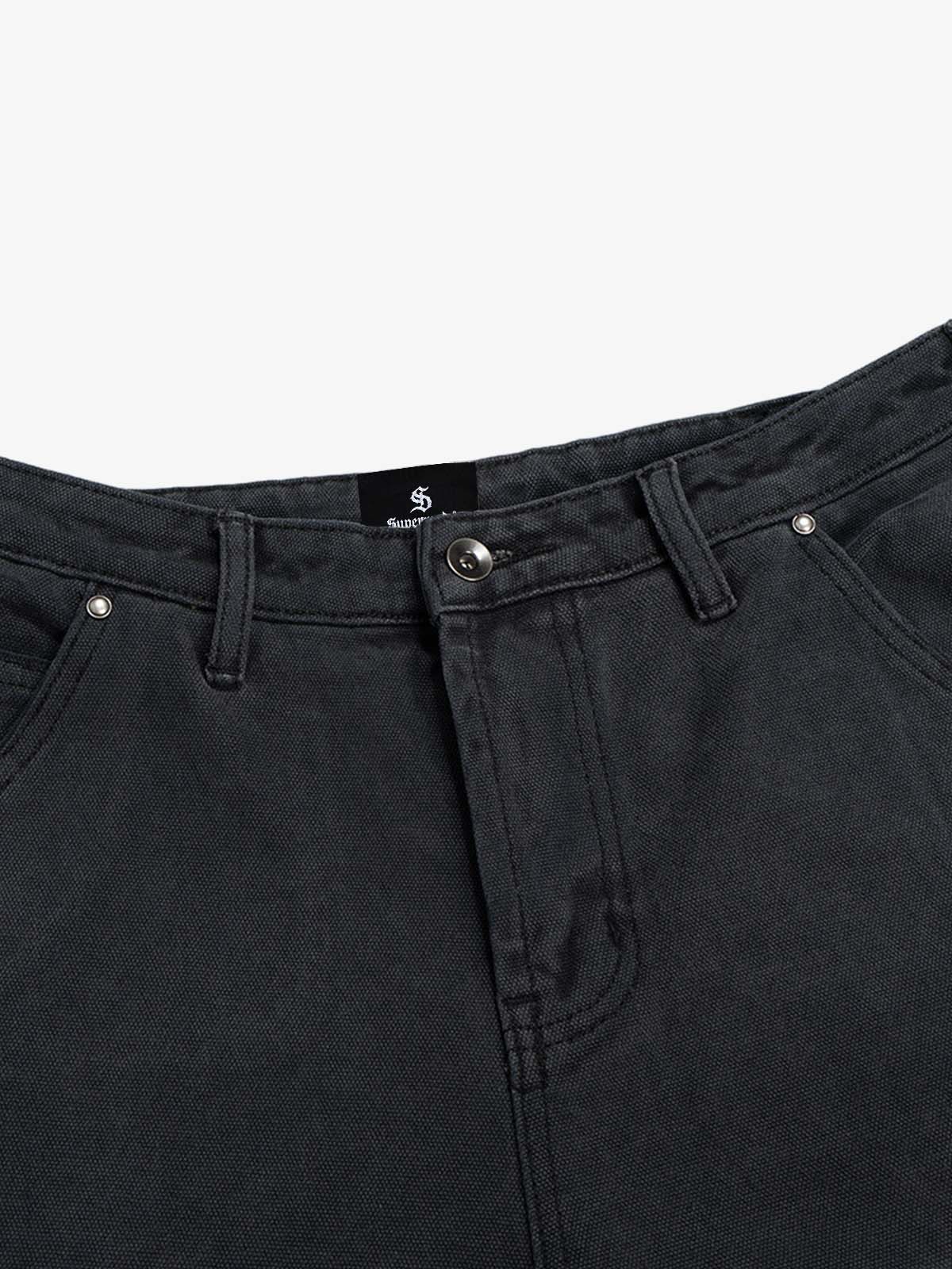 Distressed Cargo Shorts with Chain Detail