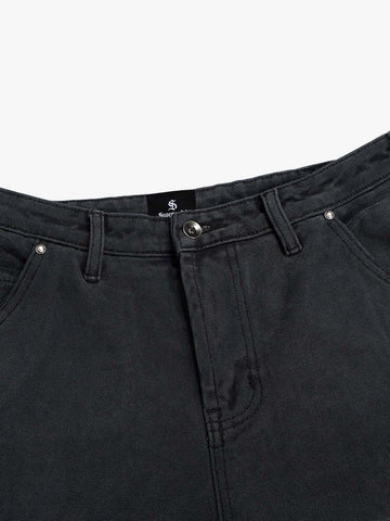 Distressed Cargo Shorts with Chain Detail