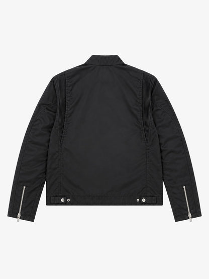 Checkerboard Embroidered Glossy Nylon Zip Jacket