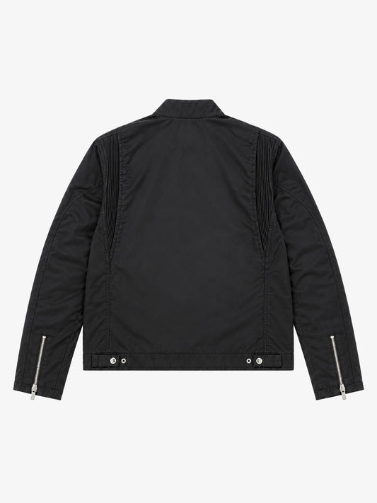 Checkerboard Embroidered Glossy Nylon Zip Jacket