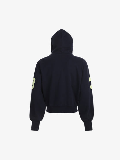Streetwear Knight Horse Embroidered Cropped Zip-Up Hoodie