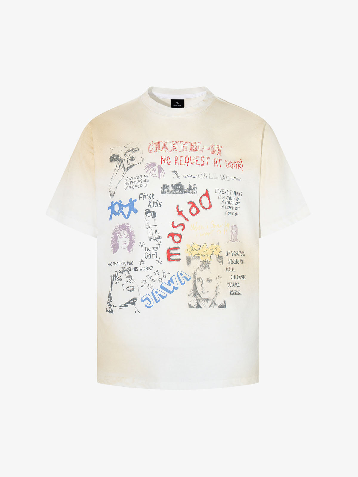 Cotton Blend Vintage Rock 'n' Roll Graphic T-Shirt with 1977 Punk Band Print and Distressed Wash Finish 