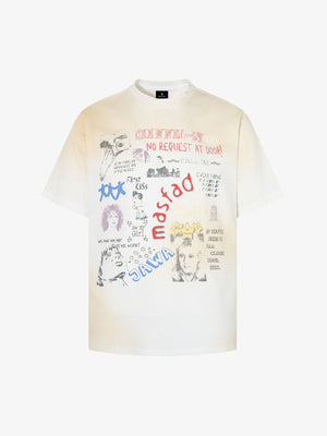 Cotton Blend Vintage Rock 'n' Roll Graphic T-Shirt with 1977 Punk Band Print and Distressed Wash Finish 