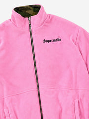 Pink Camo Embroidered Reversible Fleece Stand-Collar Jacket