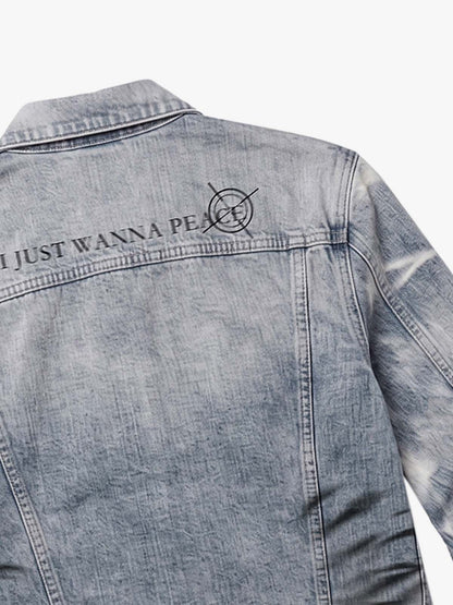 Tiger Stripe Curved-Sleeve Heavyweight Denim Jacket