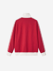 Star Embroidered Color Block Striped Heavyweight Sweatshirt