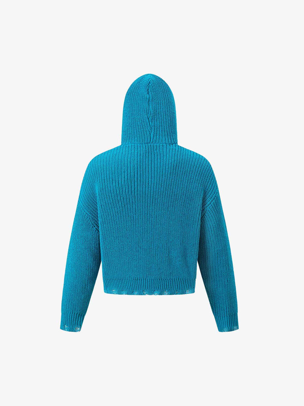 Solid-Color Single-Breasted Hooded Knit Sweater