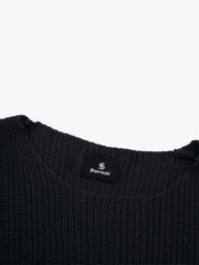 Ink-Splatter Graffiti Crewneck Knit Sweater; Black / M, Black / L, Black / XL