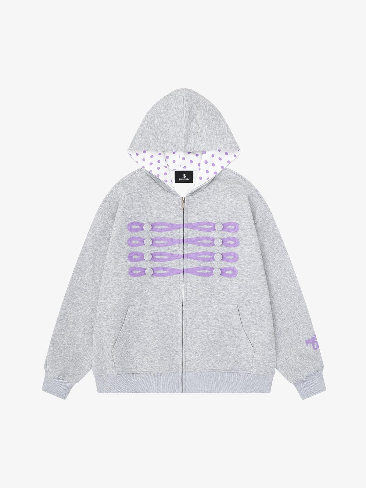 Napoleon Cord Embroidery Polka Dot Zip-Up Hoodie