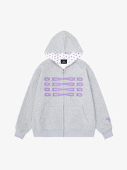 Napoleon Cord Embroidery Polka Dot Zip-Up Hoodie