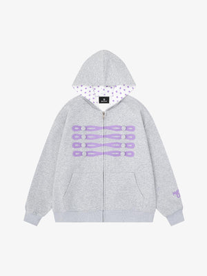 Napoleon Cord Embroidery Polka Dot Zip-Up Hoodie