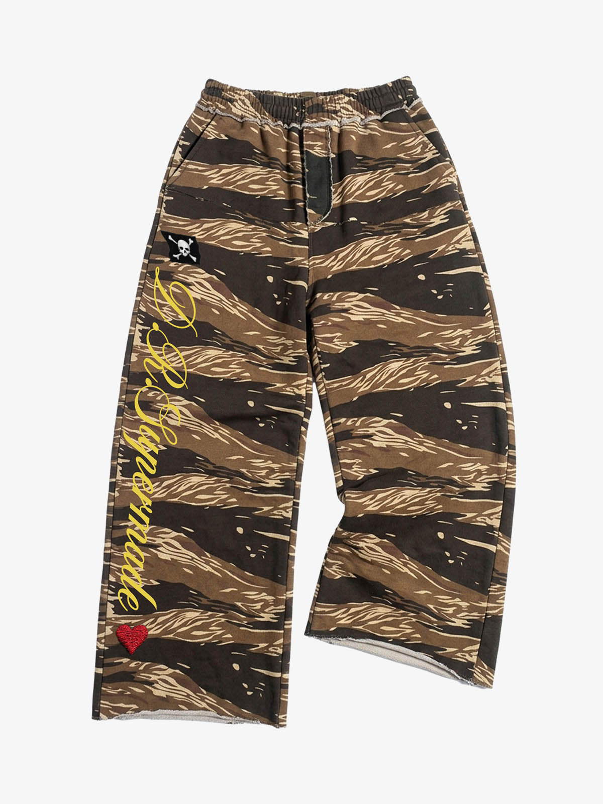 Tiger Camo Script Graphic Wide-Leg Sweatpants
