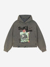 Band Graphic Washed Distressed Hoodie