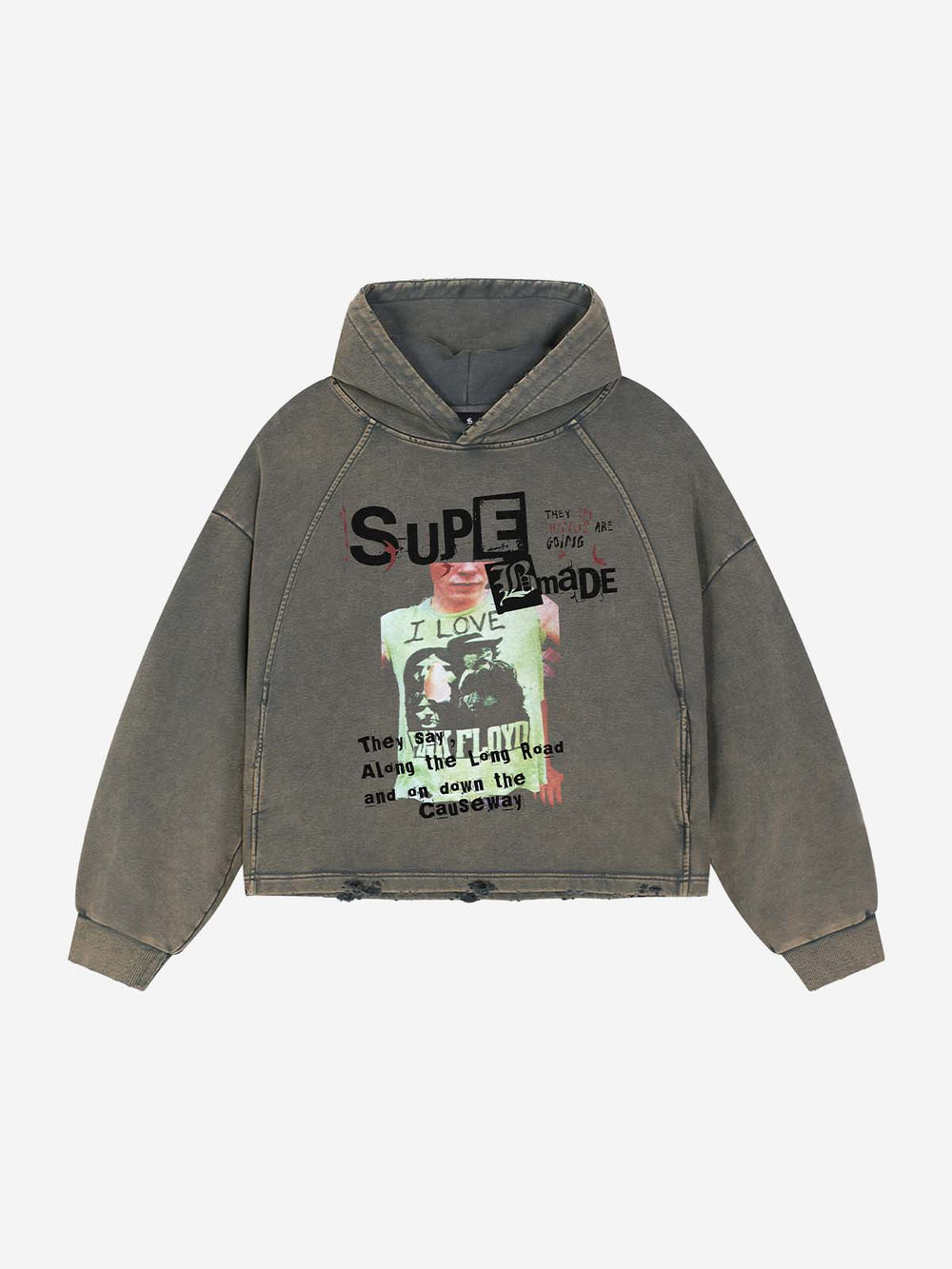 Band Graphic Washed Distressed Hoodie