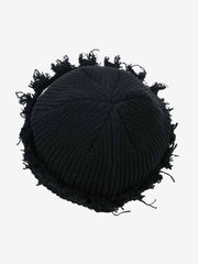 Distressed Denim Patchwork Beanie 