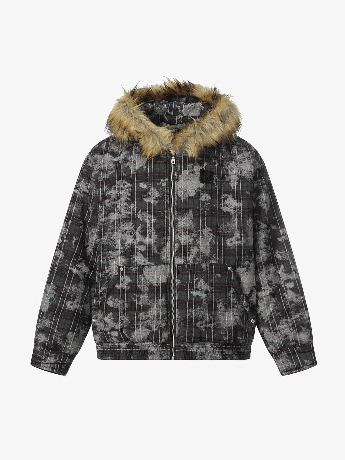 Winter Camouflage Puffer Jacket with Detachable Faux Fur Hood - Perfect for Outdoor Adventures 