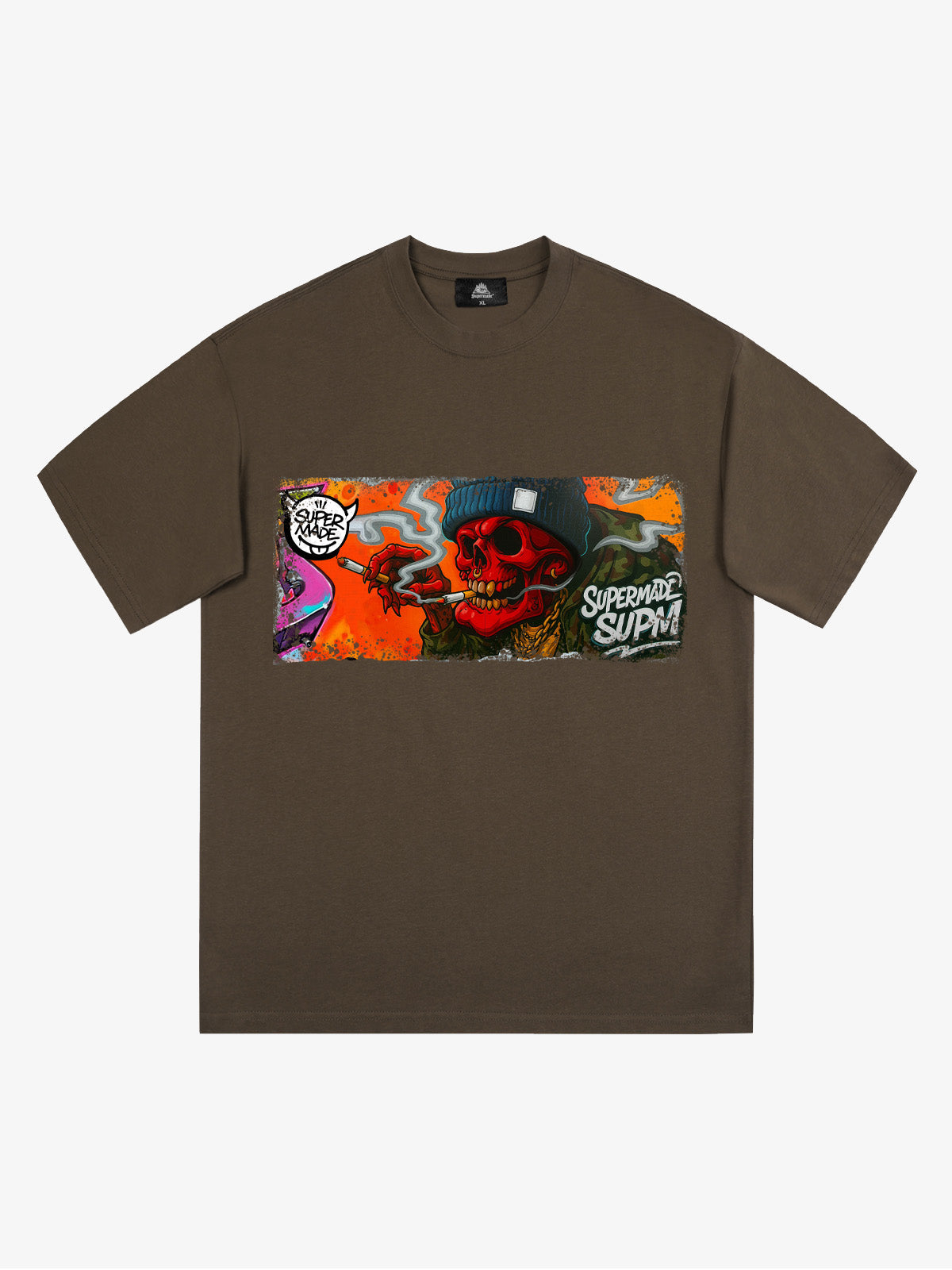 Thesupermade Distressed Blood Red Skull Graffiti T-shirt 