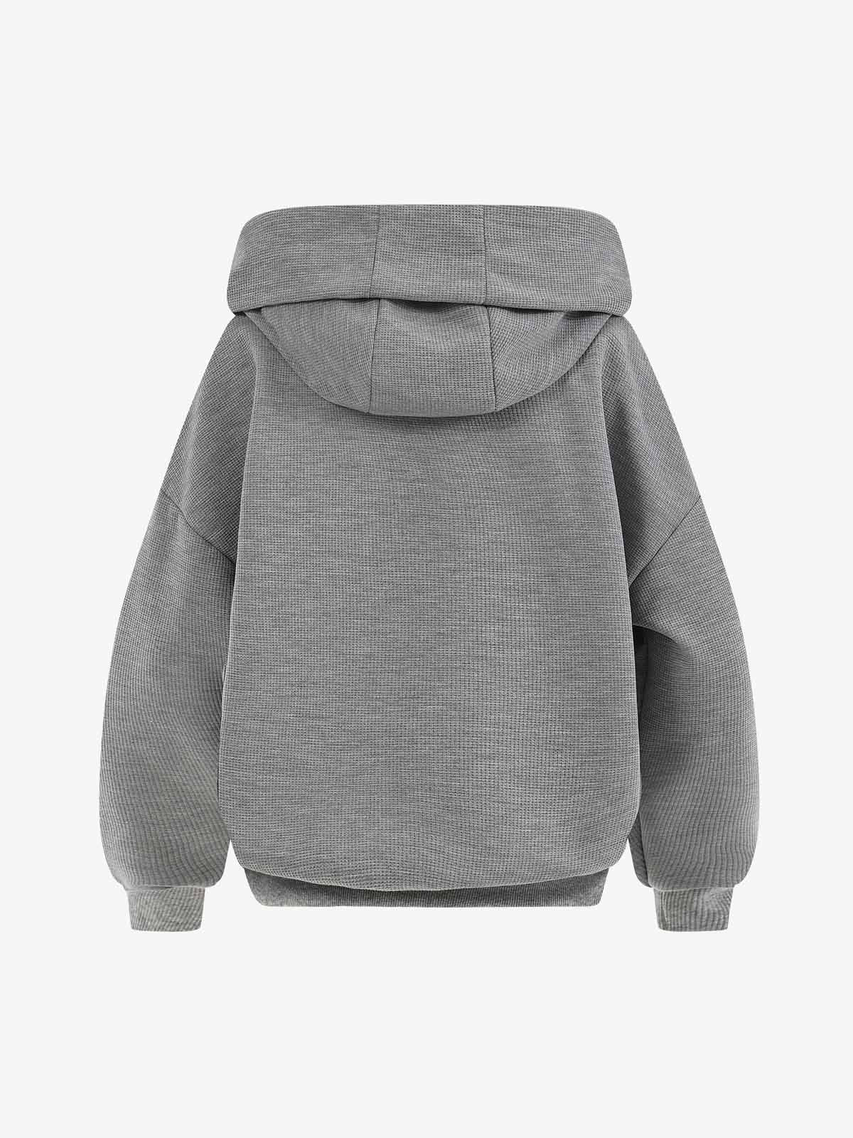 Lightweight Musical Note Print Waffle Hoodie