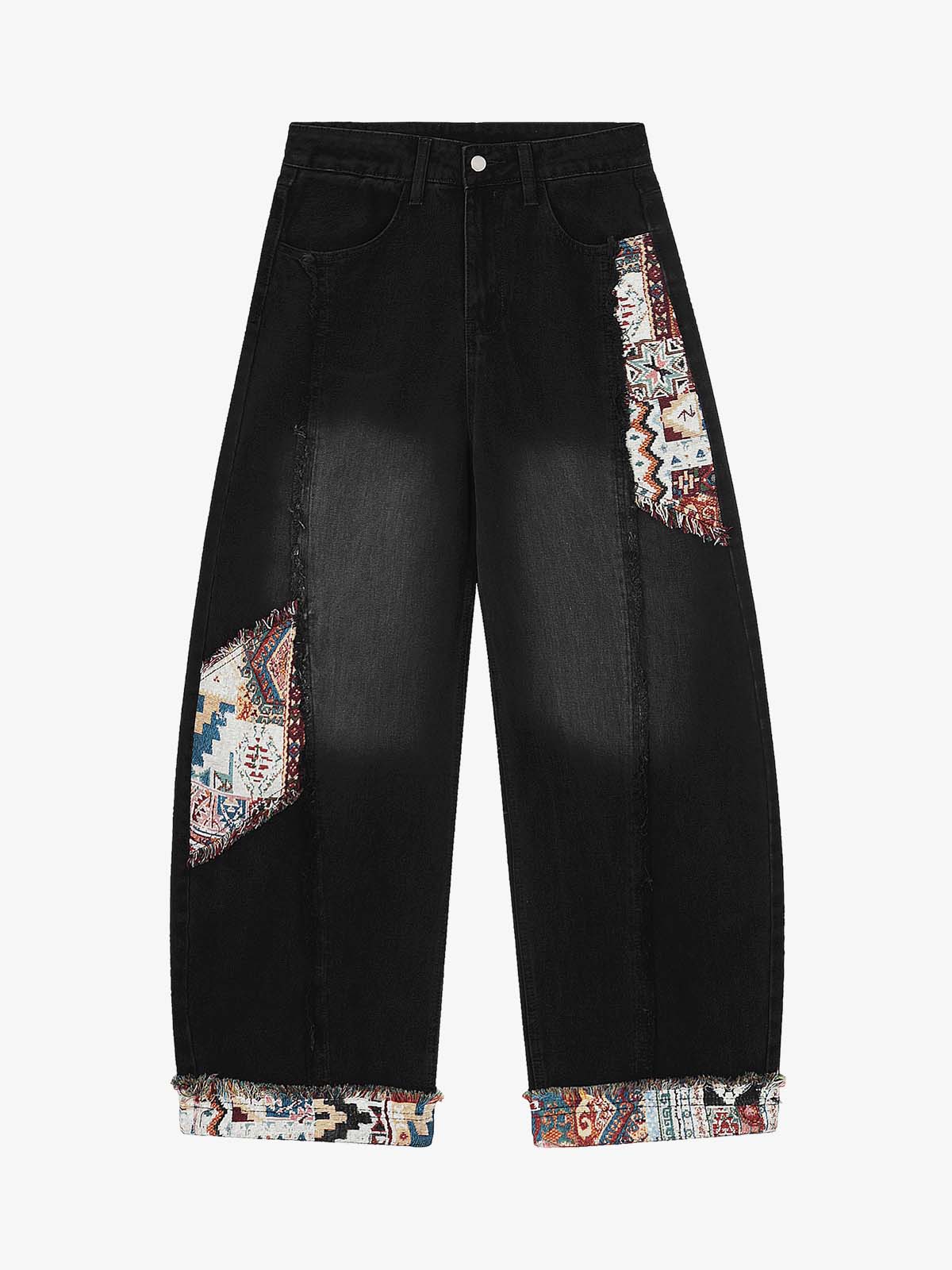 Boho Tapestry Patch Denim Jeans