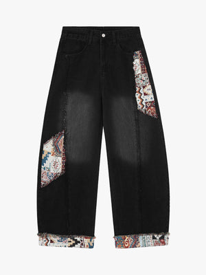 Boho Tapestry Patch Denim Jeans
