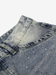 Strassbesetzte Bermuda-Shorts aus Denim im Used-Look