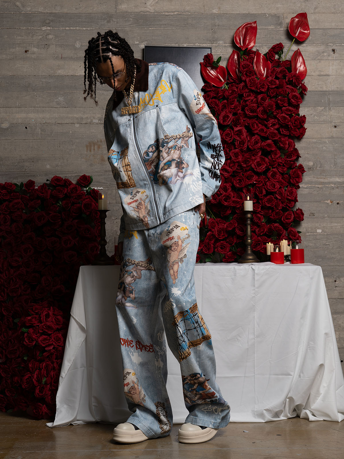 Artistic Denim Jacket and Pants Set - Perfect for Fashion-Forward Streetwear Enthusiasts 
