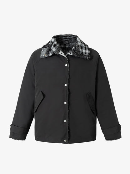 Thesupermade Special Plaid Polka Dot Reversible Cotton Jacket 