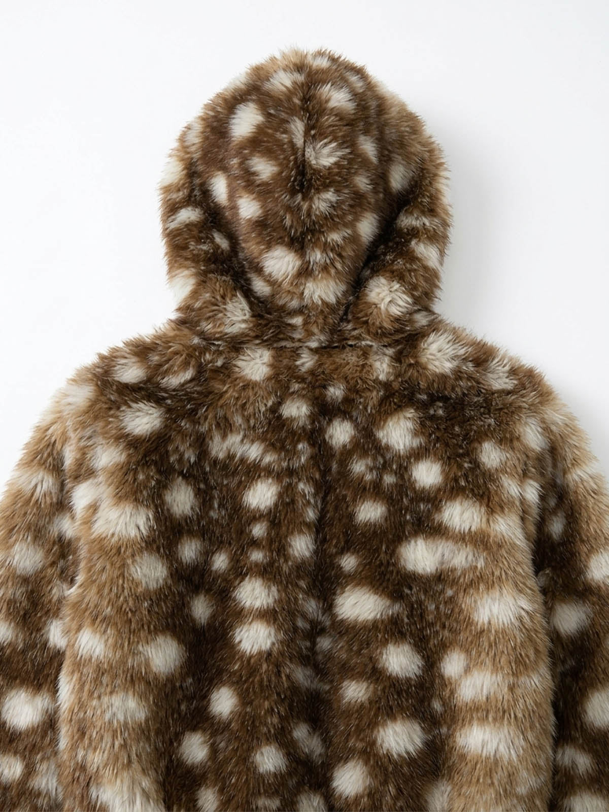 Deer Print Faux-Fur Zip Coat