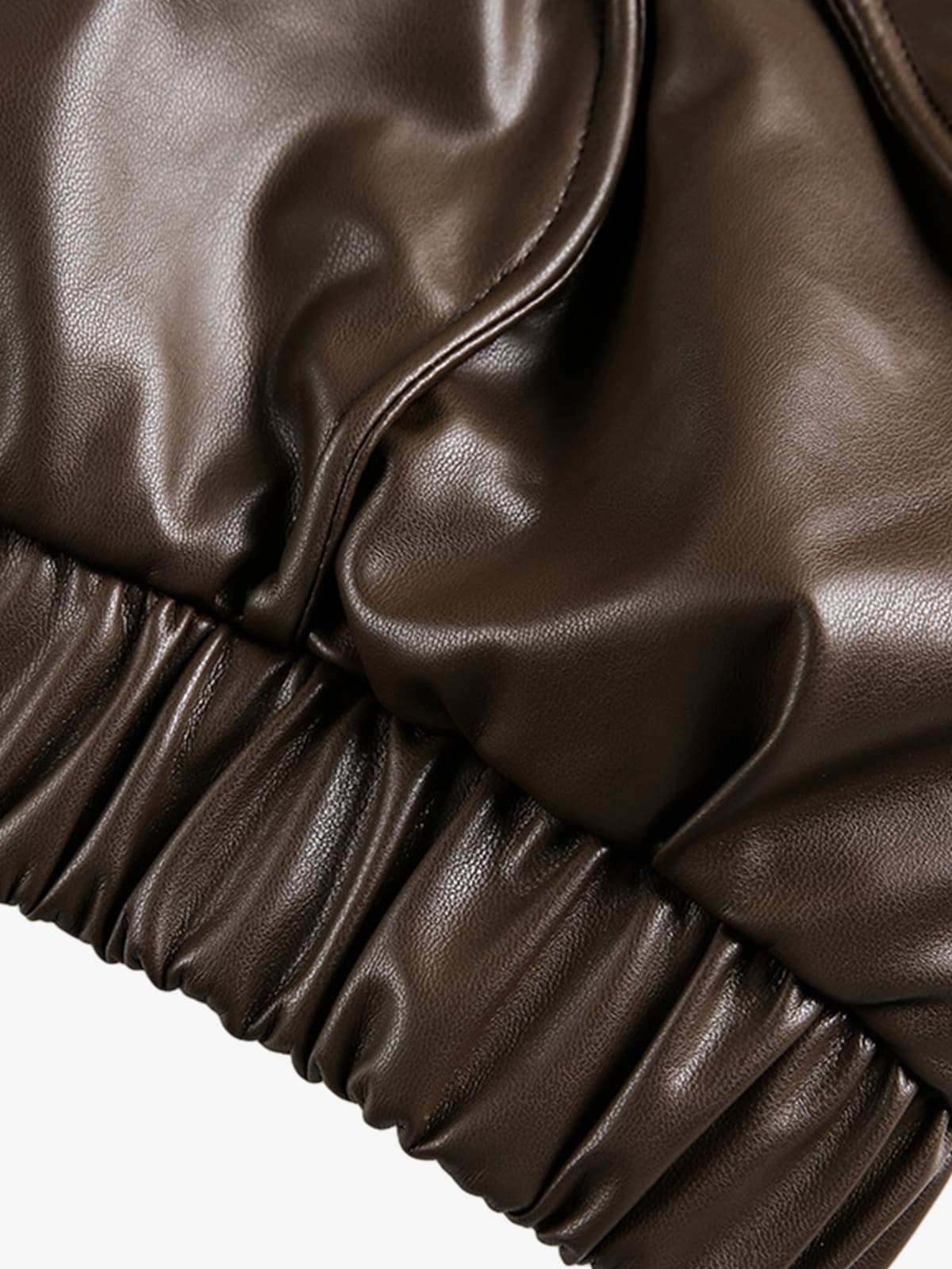 Retro Brown Faux Leather Zip-Up Bomber Jacket 