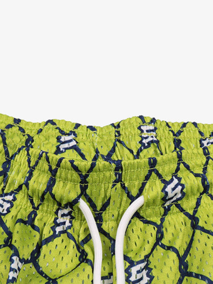 Shorts mit Vintage-Geometrie-Print und Kordelzug