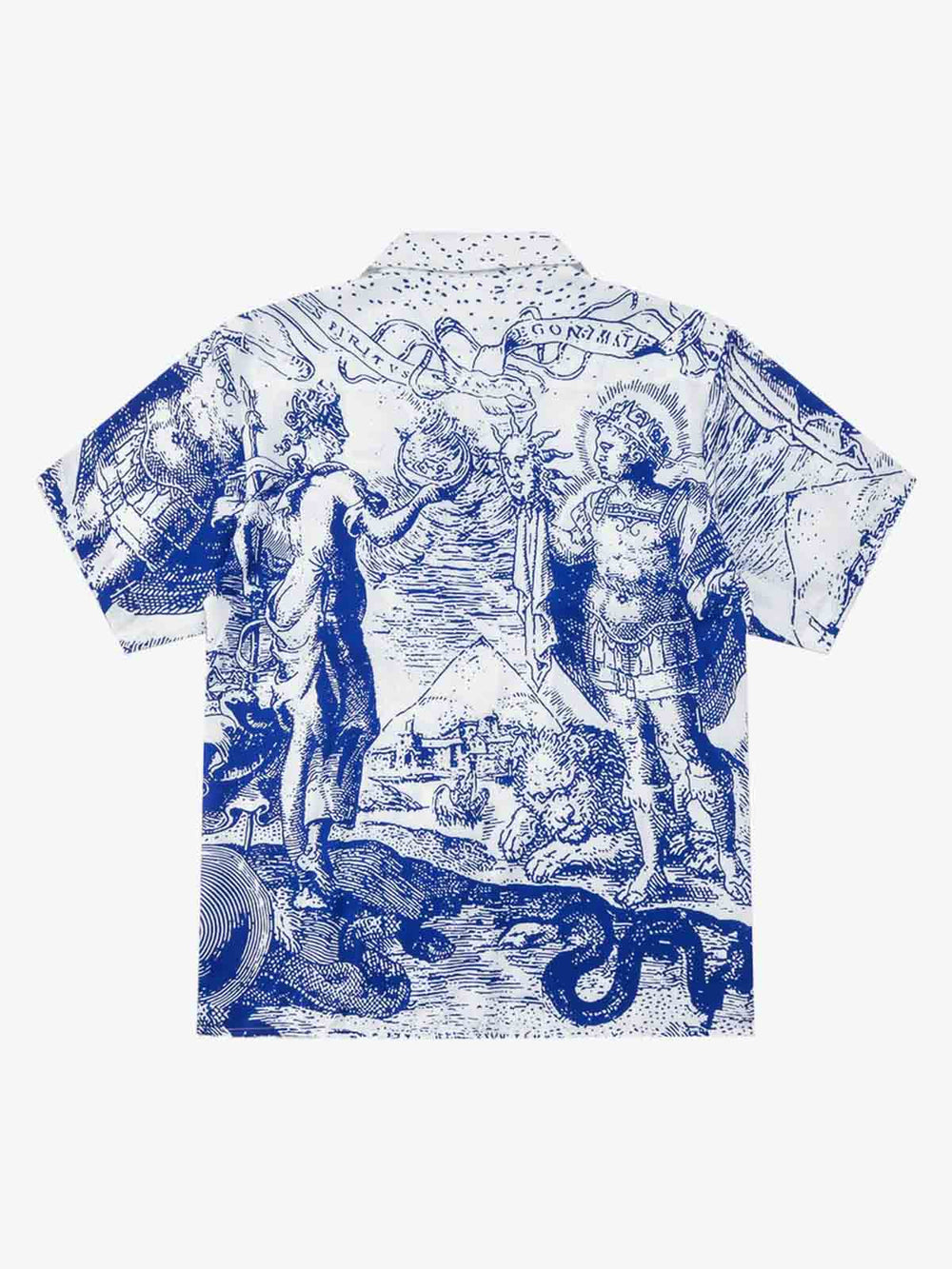Mythological Graphic Camp Collar Boxy Shirt 