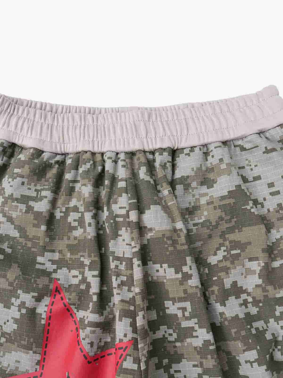 Retro Camouflage Star Patch Colorblock Casual Pants 