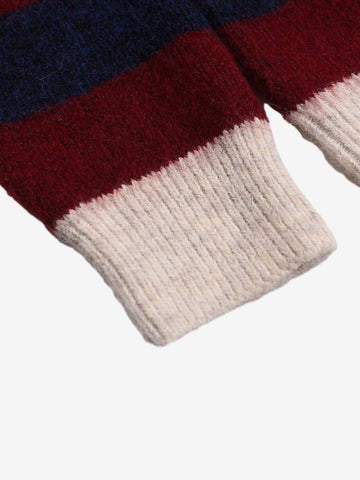 Retro Star Patchwork Striped V-Neck Polo Sweater 