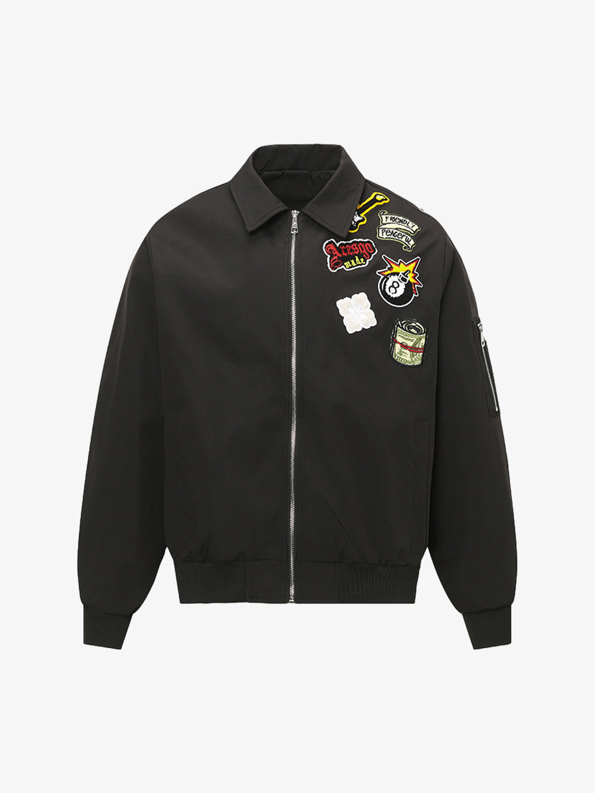 Original Design Bomber Jacket for Men and Women - Trendy Patches and High-Quality Construction 