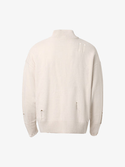 Stylish Star-Embellished Zip-Up Knit Sweater for Casual Elegance 