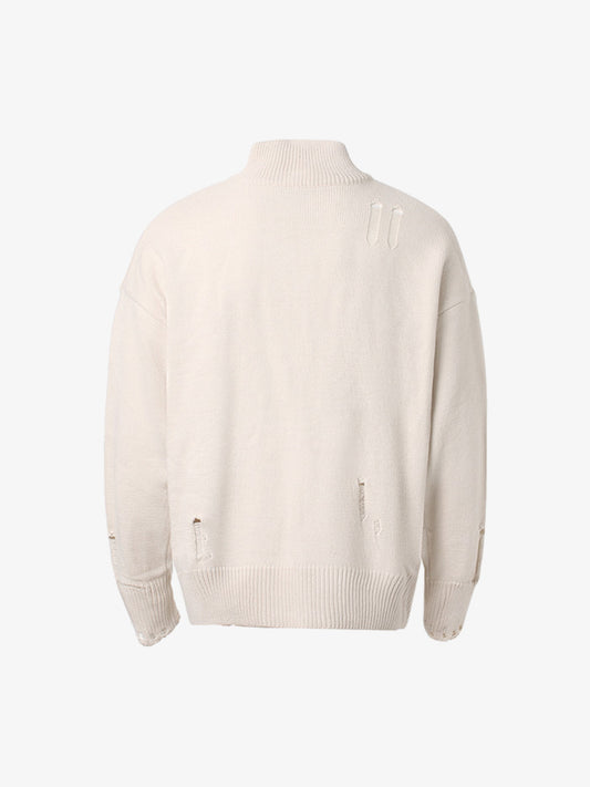 Stylish Star-Embellished Zip-Up Knit Sweater for Casual Elegance 