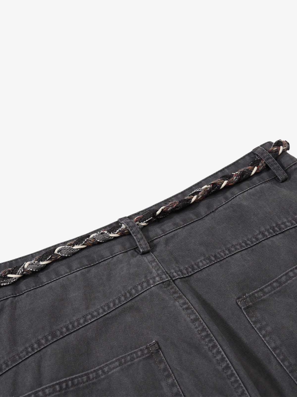 Washed Cargo Webbing Baggy Pants 