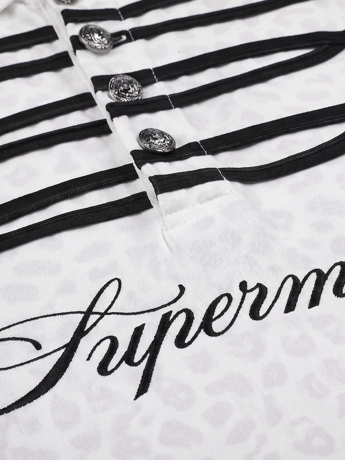Leopard Graphic Chinese Knot-Button Long Sleeve Polo