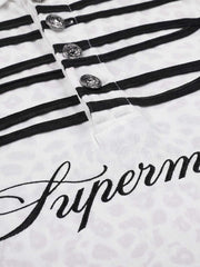 Leopard Graphic Chinese Knot-Button Long Sleeve Polo