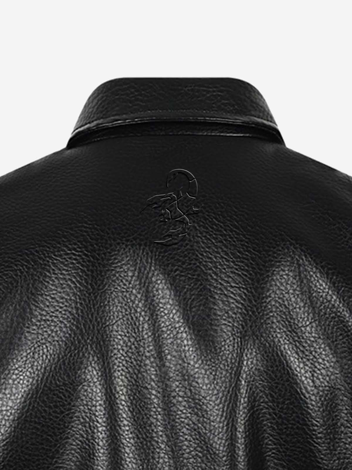 Studded-Belt Asymmetric Zip Faux Leather Biker Jacket