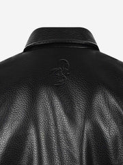 Studded-Belt Asymmetric Zip Faux Leather Biker Jacket