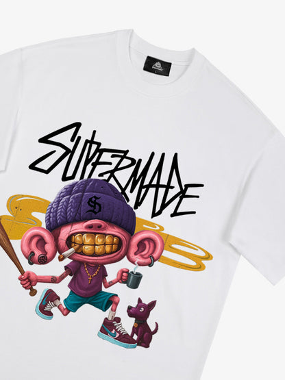 Thesupermade Cartoon Graffiti Trendy Weird Kid T-shirt 