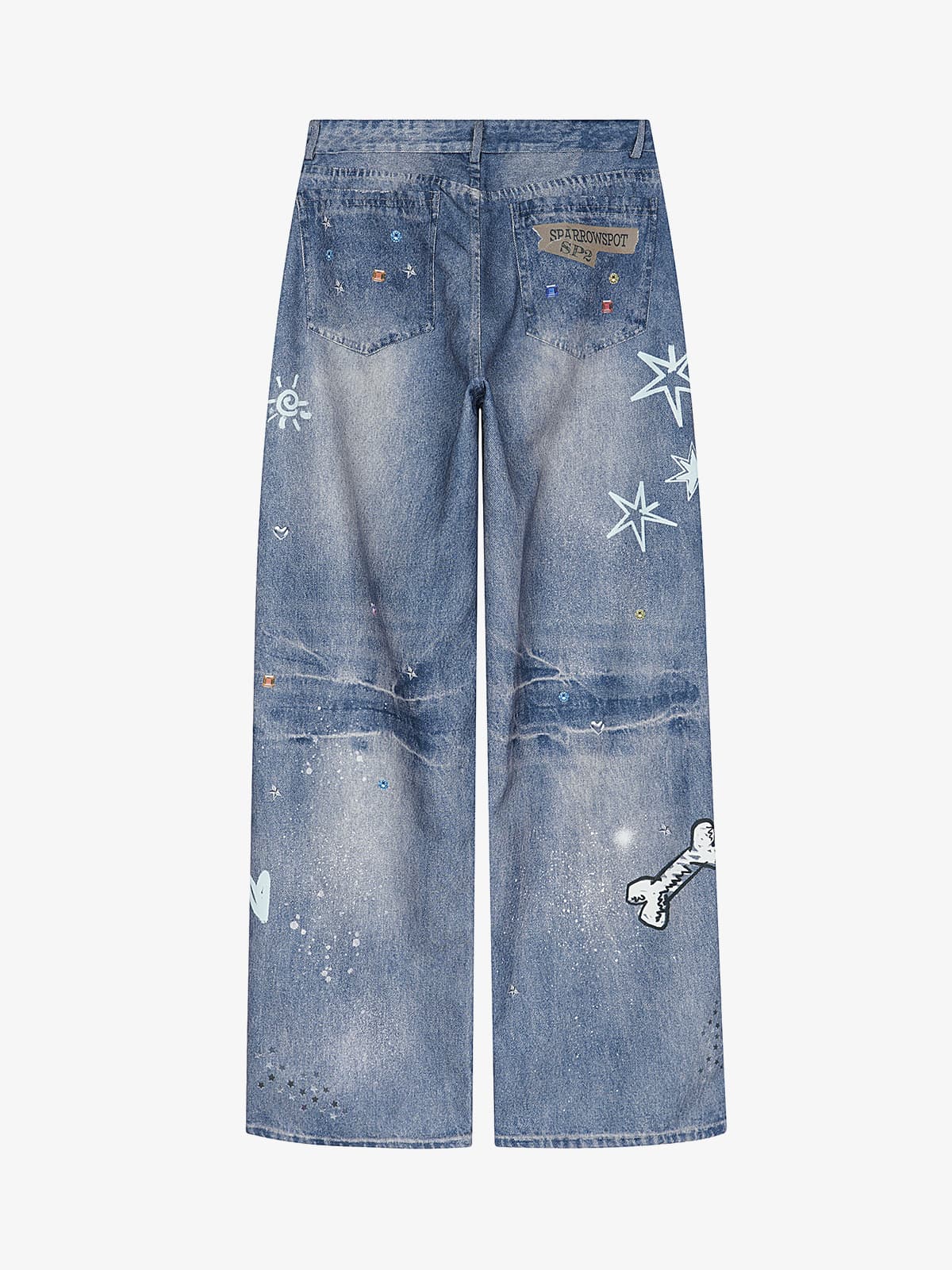 Retro Dachshund 3D Print Washed Distressed Jeans 