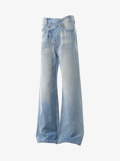 Belt Dislocation Creative Washed Jeans 