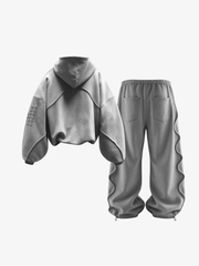 Sculpted Seam Cropped Hoodie & Curved-Leg Sweatpants Set