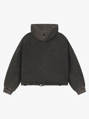 Skull Flag Graphic Washed Distressed Boxy Hoodie