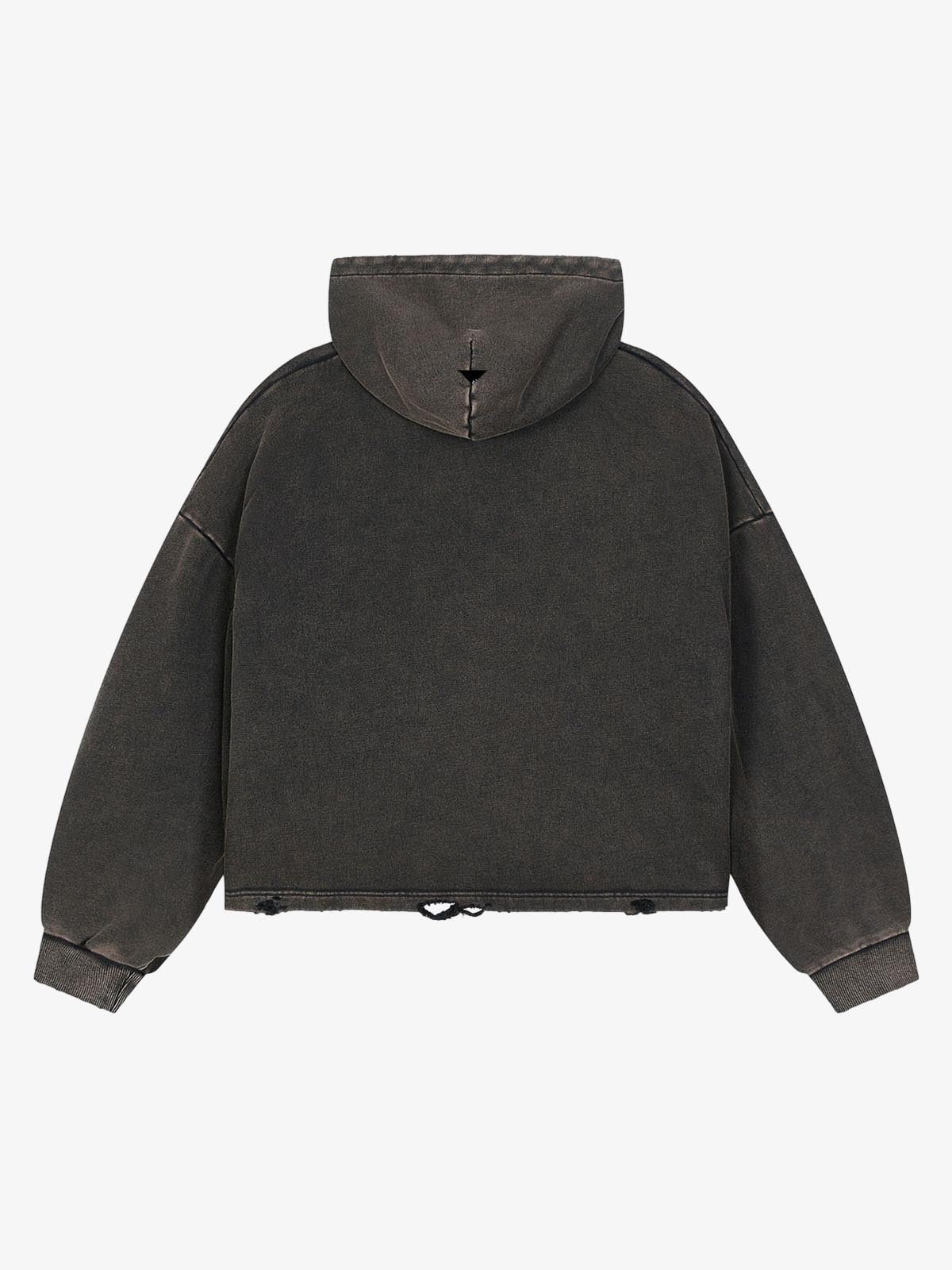 Skull Flag Graphic Washed Distressed Boxy Hoodie